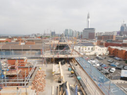 Argent Centre turret under construction. Photo: Oliver Architecture